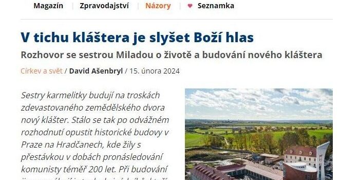 Rozhovor se sr. Miladou v magazínu Christnet